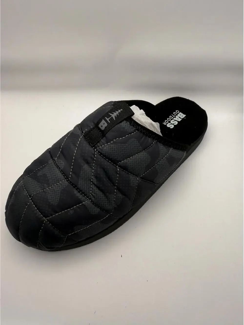 Bass Outdoor Puffer Slide Slippers US 7 Black Camo